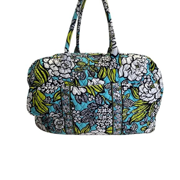 Vera Bradley Women’s Green/Blue/White Floral Quilted With Handles Duffel Bag - N - Picture 3 of 12